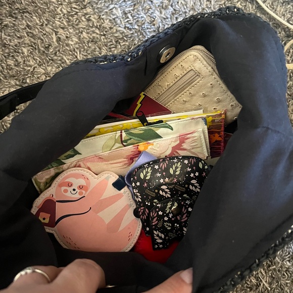 Blue and white straw purse grab bag - Picture 2 of 4